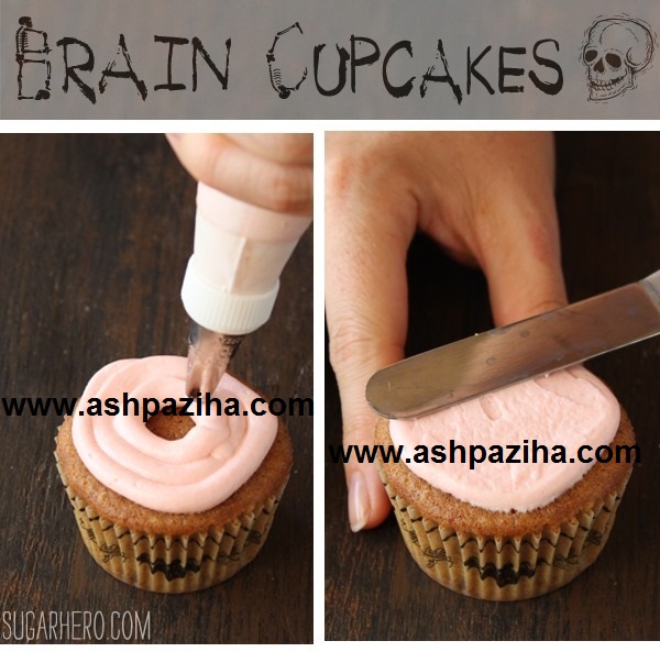 Training - decorated - Cap cakes - with - cream - to - shape - brain - Halloween - 2016 (3)
